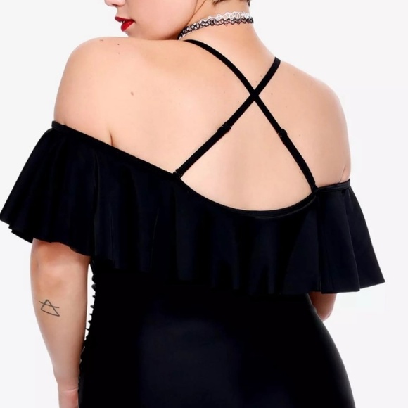 Hot topic Black Off The Shoulder Ruffle Swimsuit - Picture 3 of 5